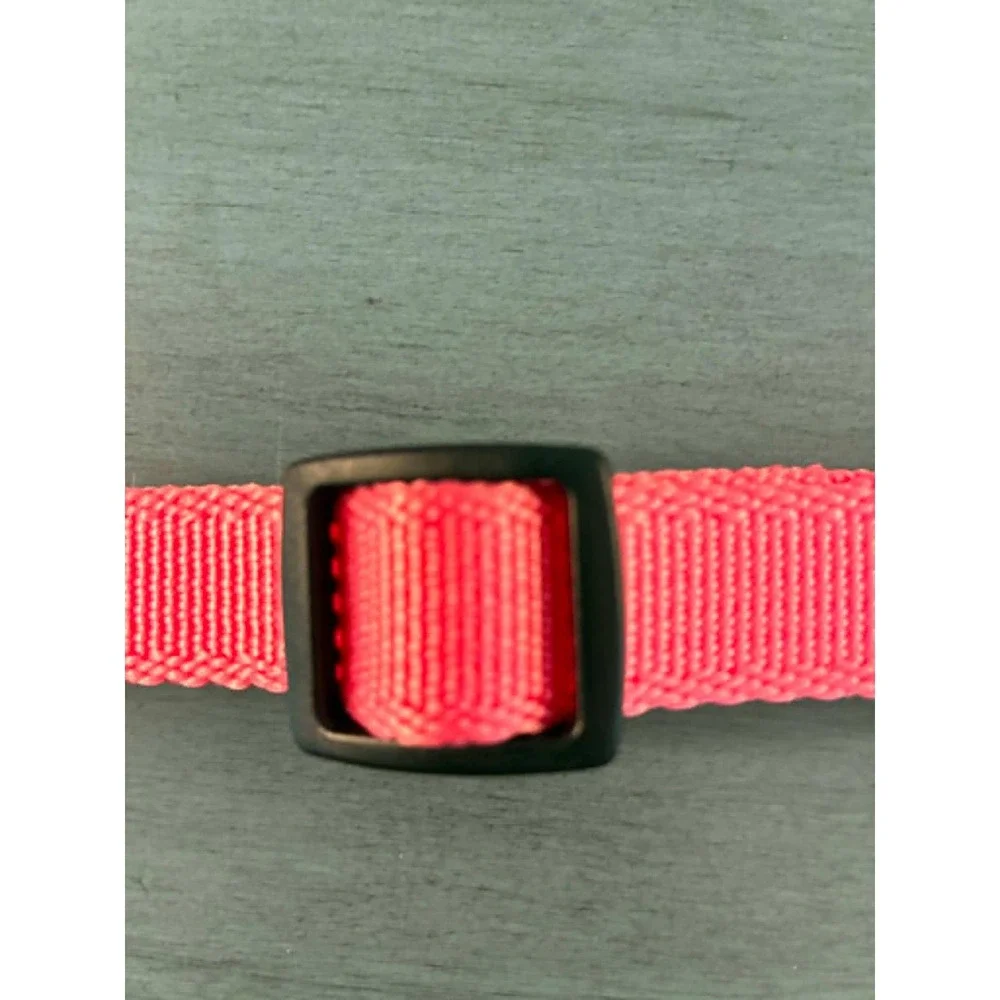 Play On Dog Collar Medium Pink Adjustable Nylon Webbing Buckle 3/4in x 14-20in